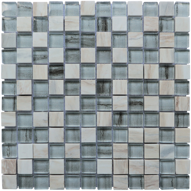 Mosaico de vidrio de mezcla de piedra cuadrada de precio barato