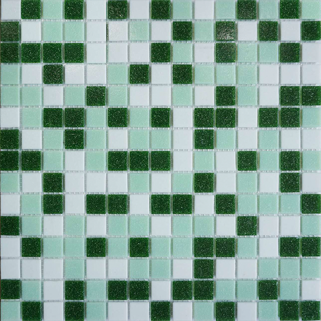 Azulejo de mosaico de vidrio cuadrado mixto verde 20X20
