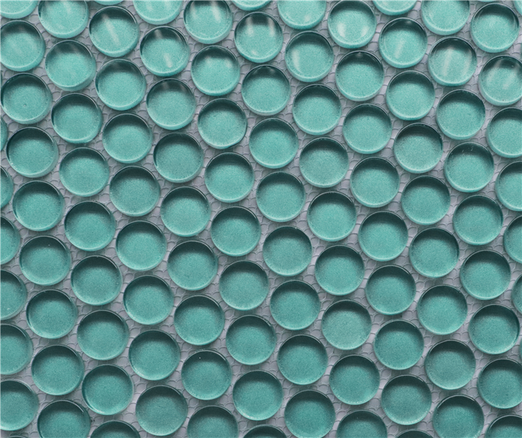 Azulejo de vidrio de pulverización en frío redondo Green Penny